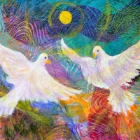 Two Soaring Doves